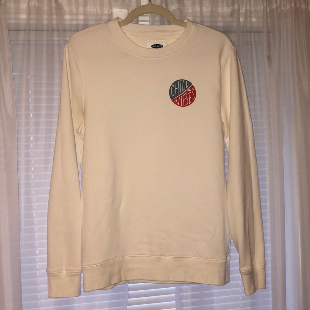 Old Navy Chill Vibes White Crewneck Sweatshirt